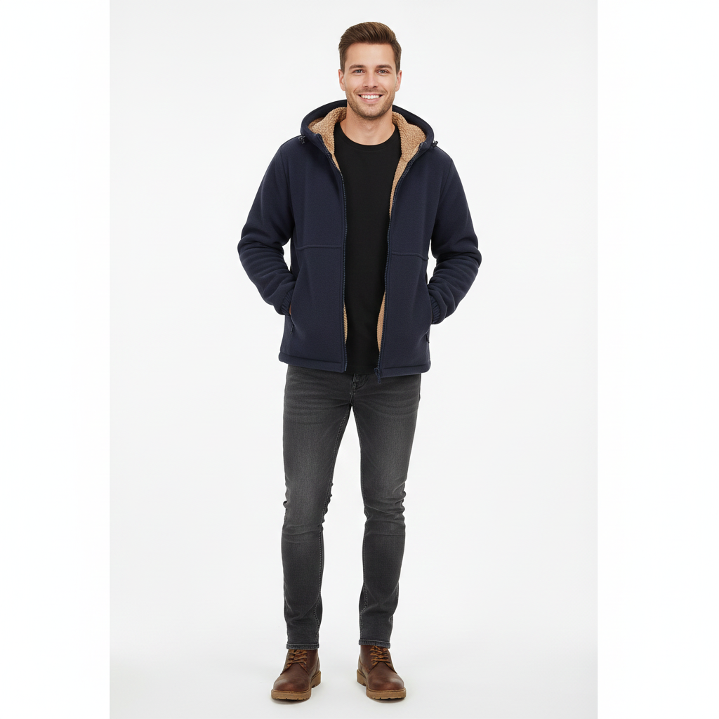 Veste Hiver Homme Chic avec Capuche et Poches Fermetures Éclair - PanierRoyale