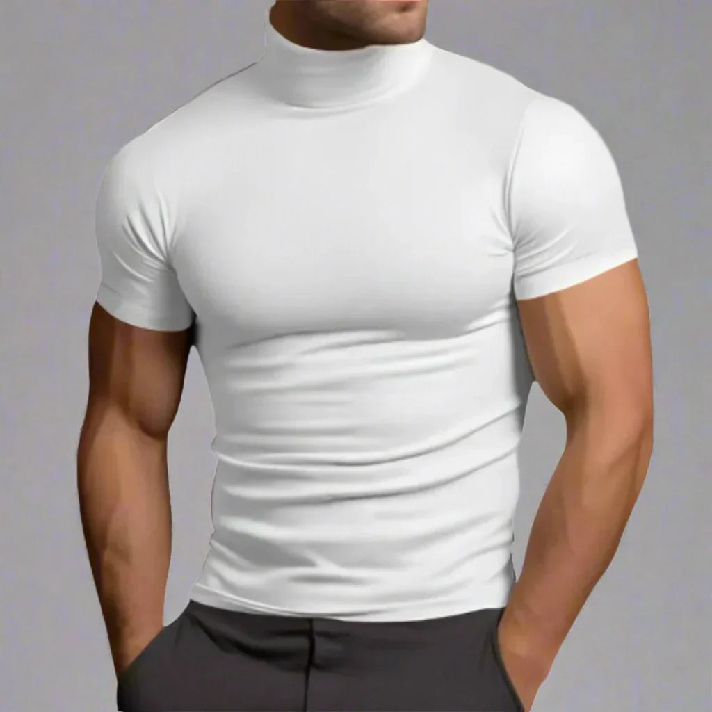 T-shirt Slim Fit Col Roulé Noir