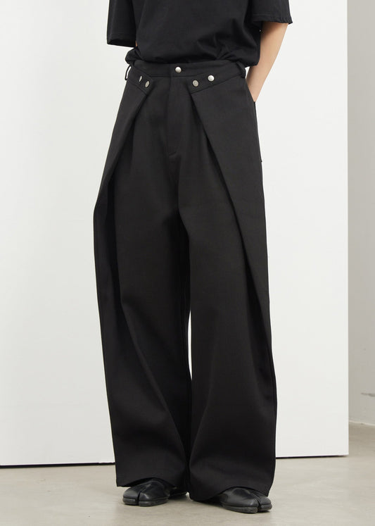 Pantalon décontracté patchwork poches couleur foncée - EasyApparels