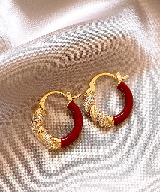 Élégantes créoles en cuivre rouge et zircon brillant - EasyApparels