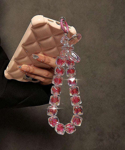 Coloré téléphone métal rouge avec cristal décoratif - EasyApparels