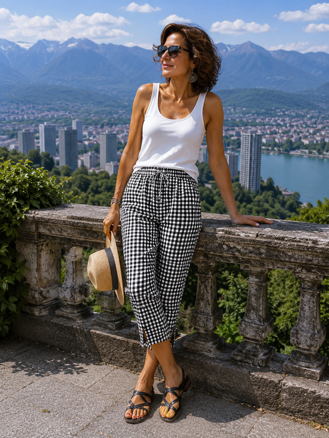 Pantalon Capri Femme Coton Taille Élastique Coupe Ajustée - PanierRoyale