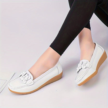 Nuvarelle™ – Mocassin Femme Cuir Très Souple avec Nœud Élégant