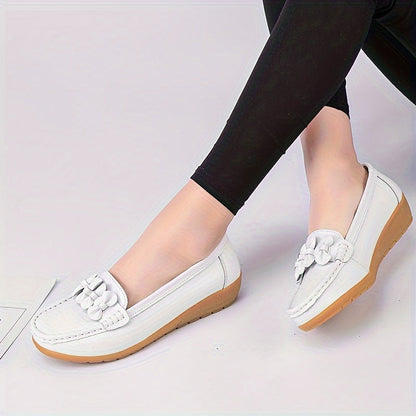 Mocassin Femme Cuir Doux avec Nœud Chic
