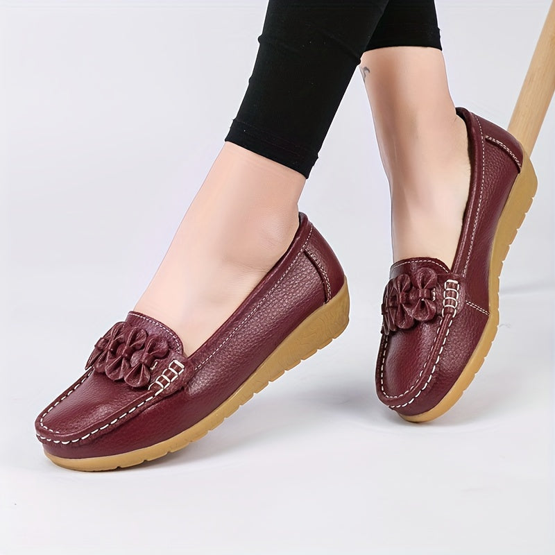 Mocassin Femme Cuir Doux avec Nœud Chic