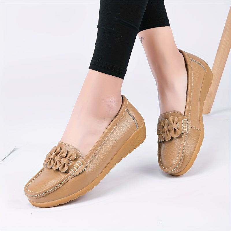 Mocassin Femme Cuir Doux avec Nœud Chic