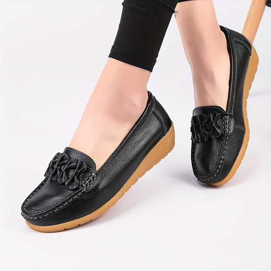 Nuvarelle™ – Mocassin Femme Cuir Très Souple avec Nœud Élégant