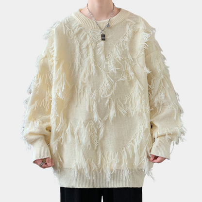 EDVIN - Pull en Tricot avec Franges Tendance pour Hommes