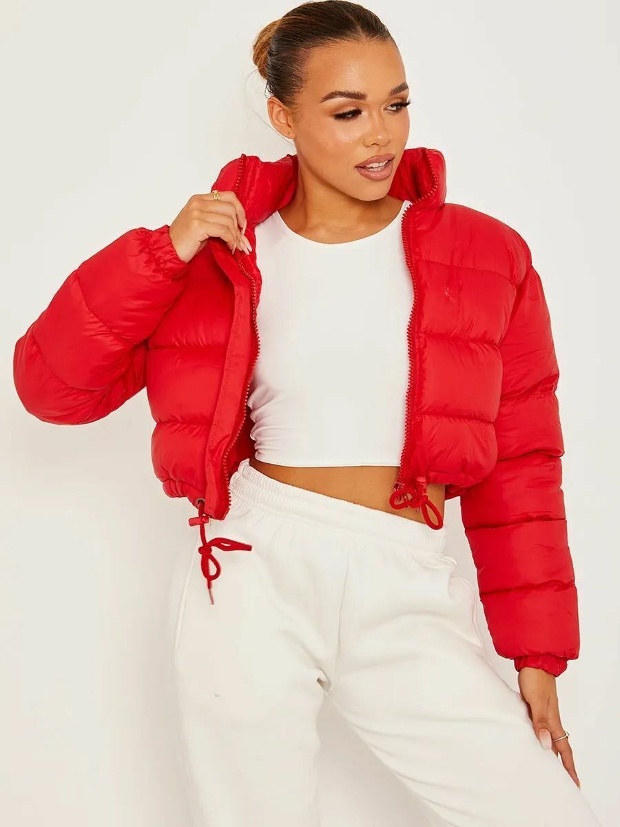 Veste Femme Courte et Chaude au Coton avec Manches Longues