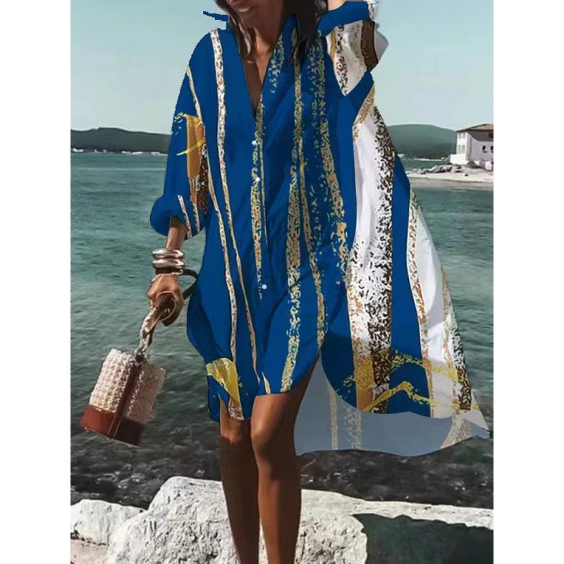 Robe Femme Élégante Manches Longues Imprimé Floral
