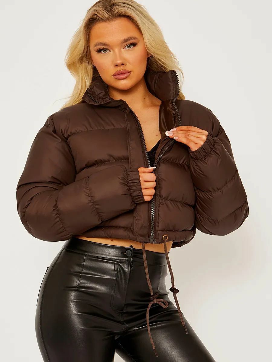 Veste Femme Courte et Chaude au Coton avec Manches Longues