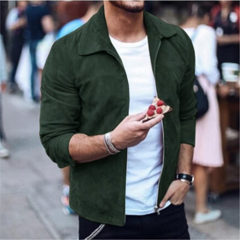 Veste en cuir brun homme zippée et ajustée