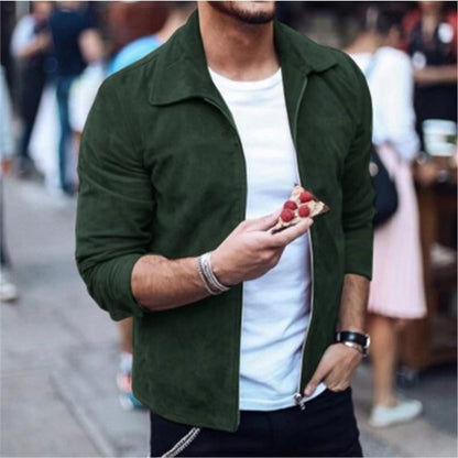 Veste en cuir brun homme zippée et ajustée