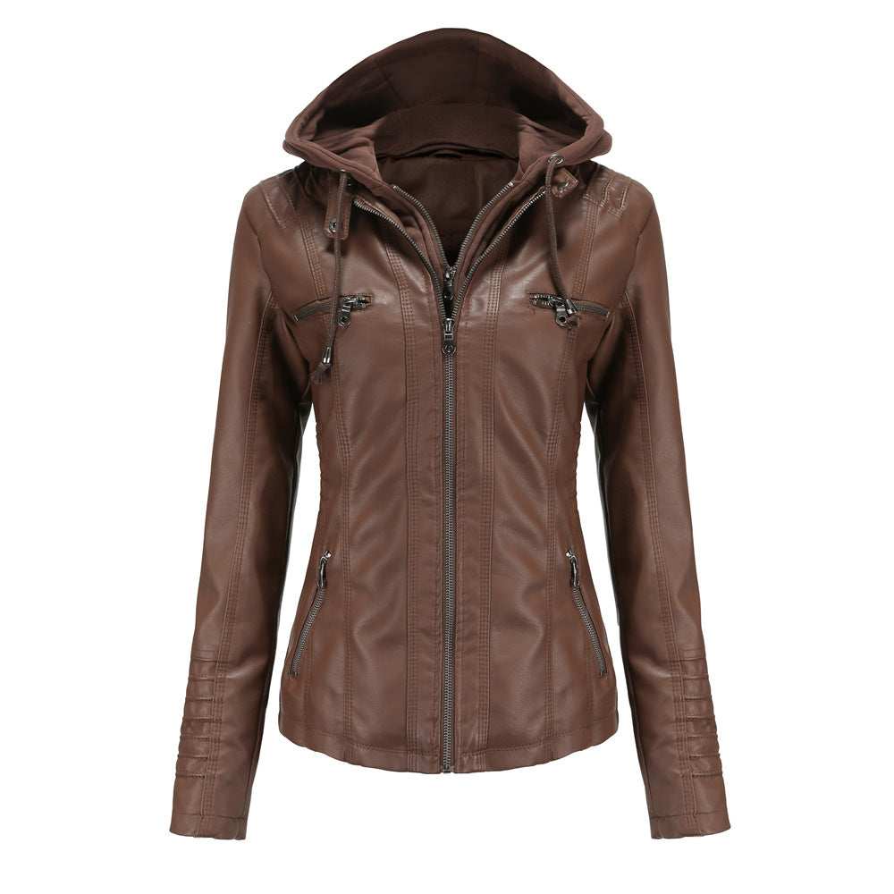 Blouson Cuir Simili Femme Élégant