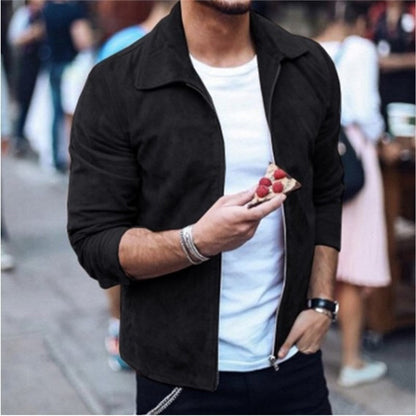 Veste en cuir brun homme zippée et ajustée