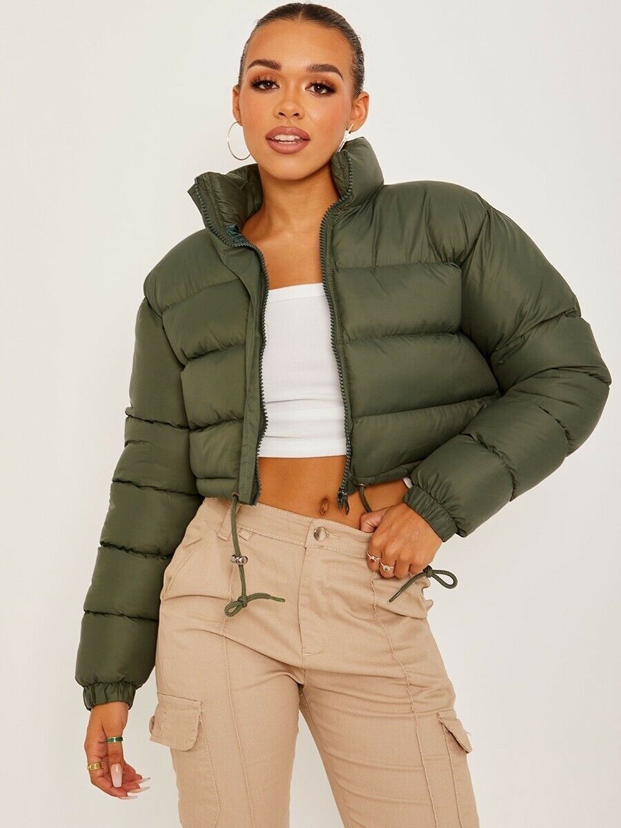 Veste Femme Courte et Chaude au Coton avec Manches Longues