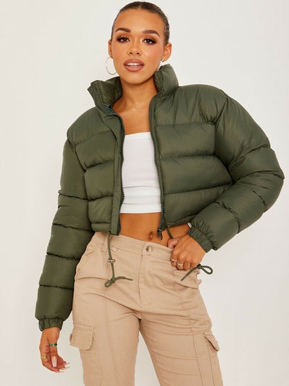 Veste Femme Courte et Chaude au Coton avec Manches Longues