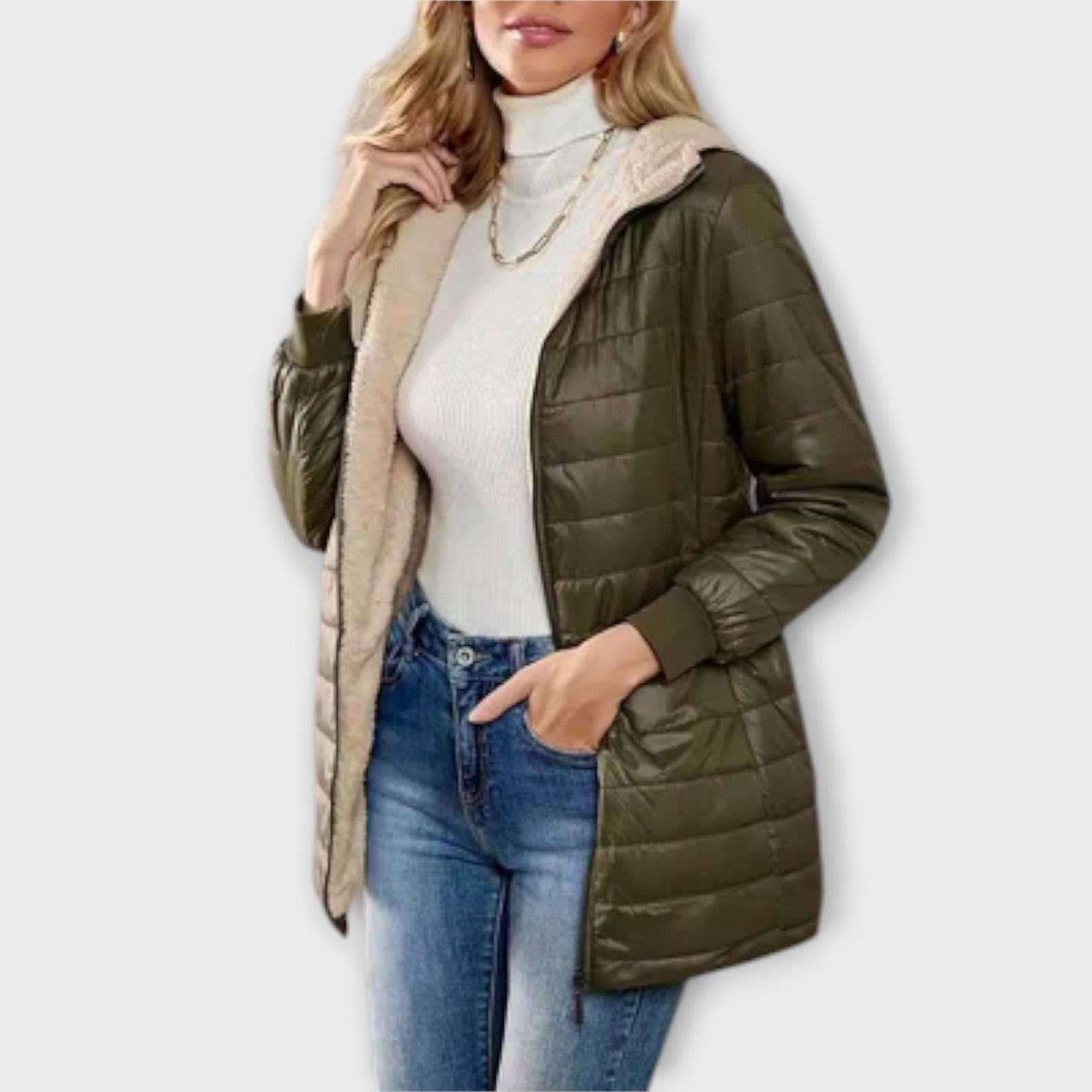 Veste Femme Hiver Chaud Matelassée avec Doublure Polaire