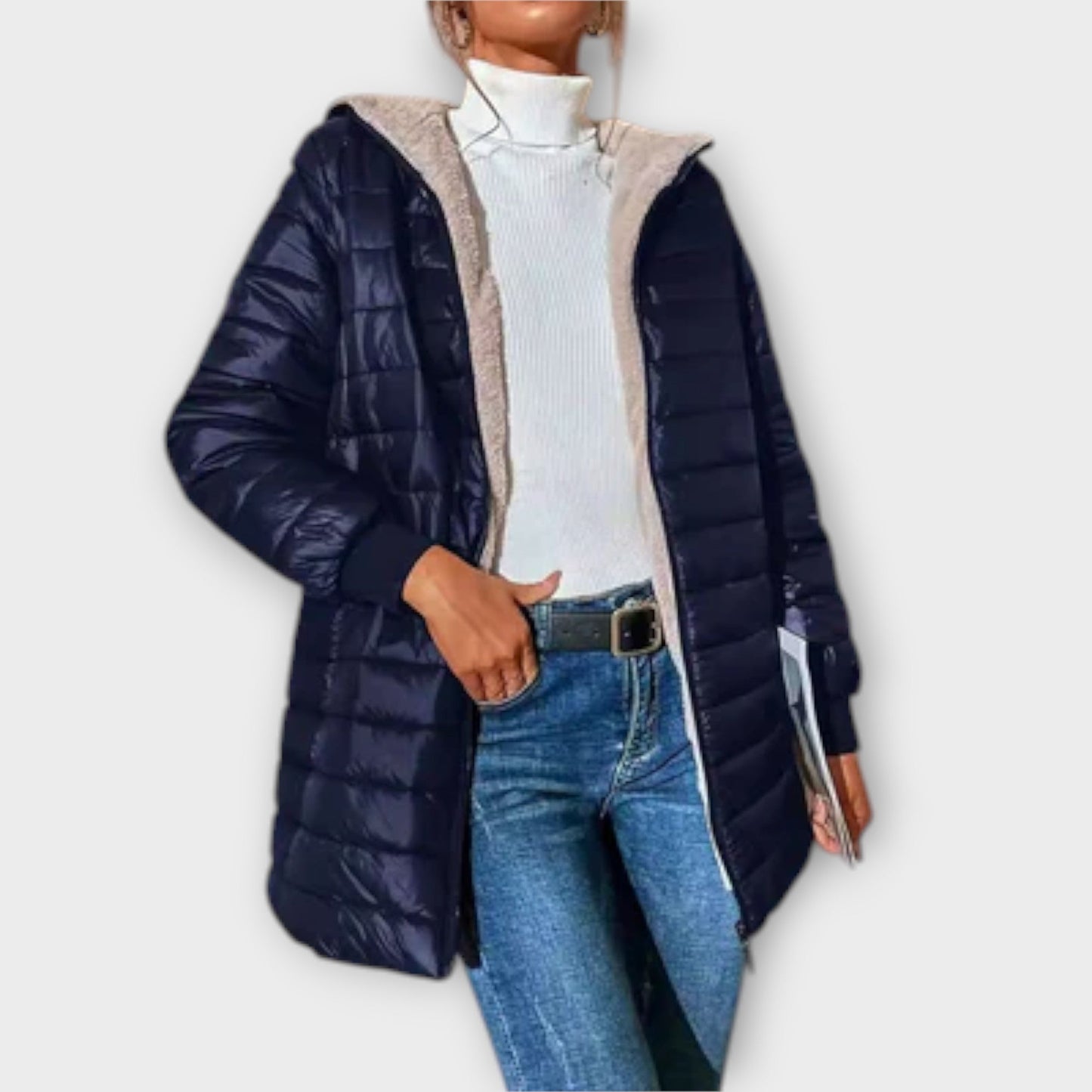 Veste Femme Hiver Chaud Matelassée avec Doublure Polaire