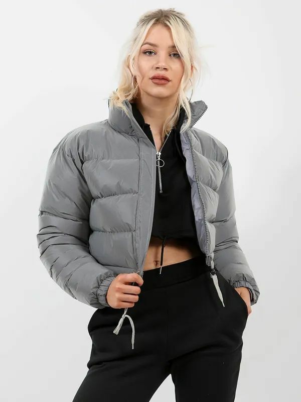 Veste Femme Courte et Chaude au Coton avec Manches Longues