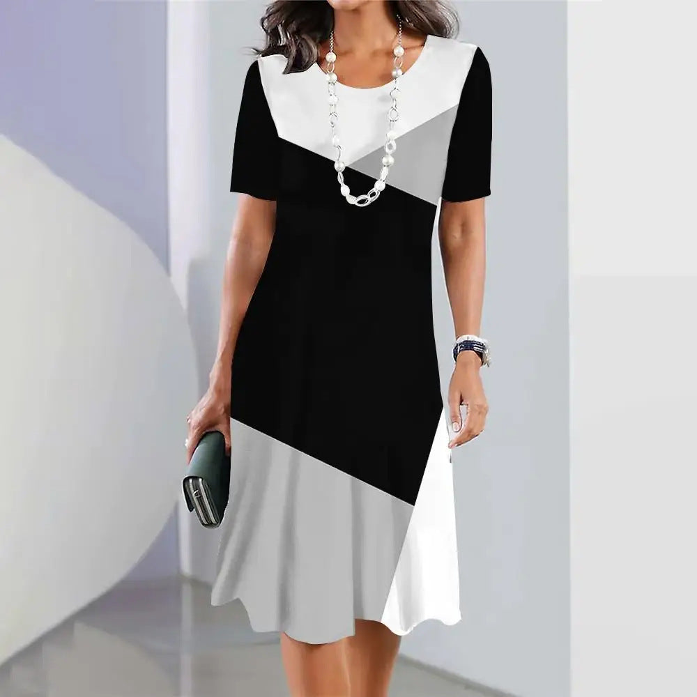 Robe Évasée Femme Imprimé Floral Manches Courtes