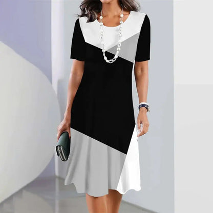 Robe Évasée Femme Imprimé Floral Manches Courtes