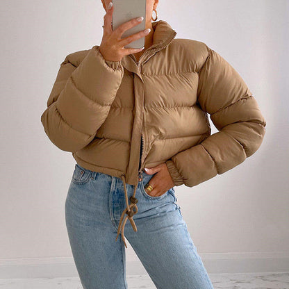 Veste Femme Courte et Chaude au Coton avec Manches Longues