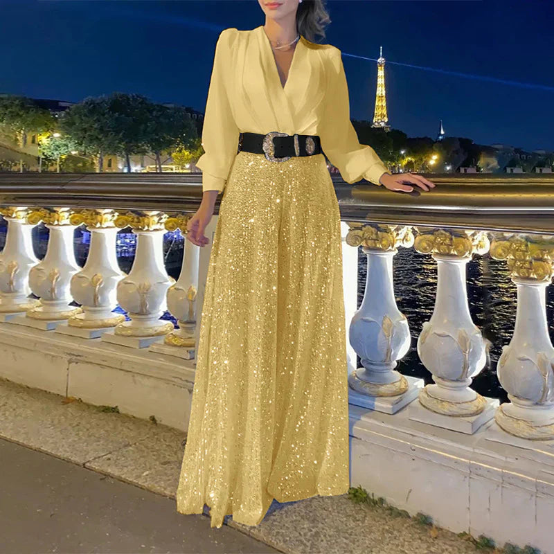 Ensemble Femme Décontracté Col V et Pantalon Confortable