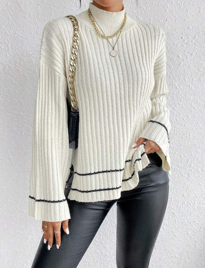 Pull Femme Col Roulé Grosse Maille Hiver