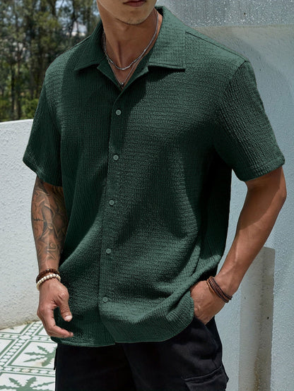 Chemise Homme Décontractée en Coton Boutonnée