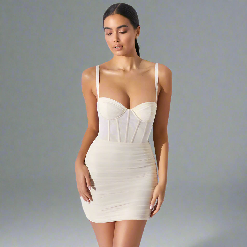 Robe Femme Courte Élégante avec Corset Ajutable