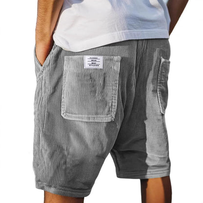Short Homme Velours Côtelé Poches Plaquées Taille Élastique - PanierRoyale