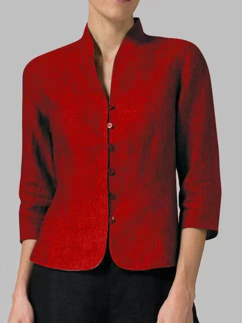 Veste Femme Tailleur Col Montant Gris Chine