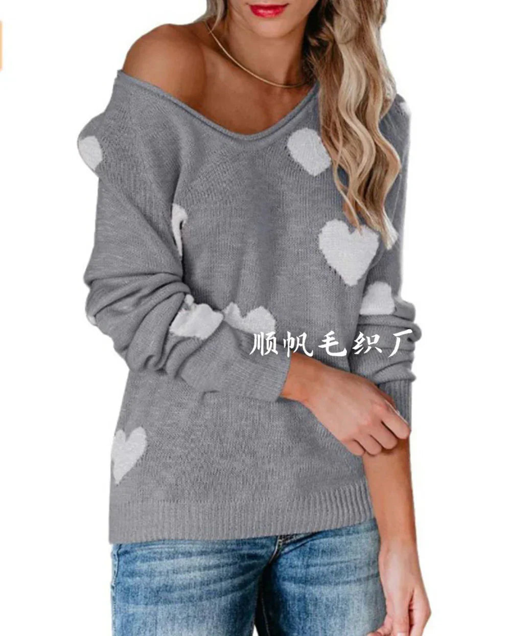 Pull Femme Noël Cœur Rouge
