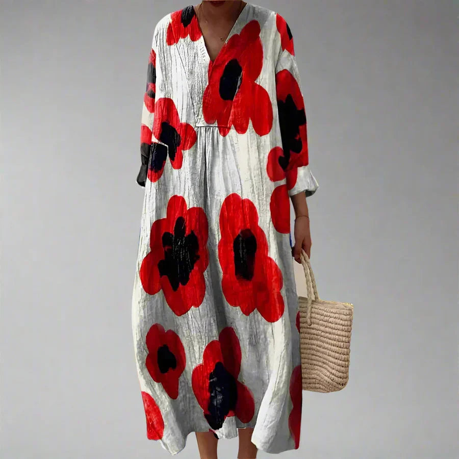 Robe Femme Tissu Léger Coupe Ample Motif Géométrique