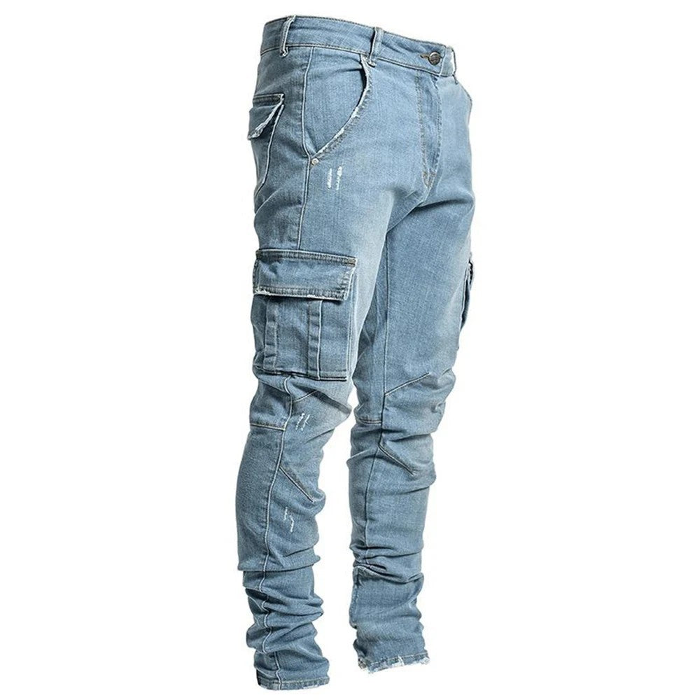 Pantalon Jeans Cargo avec Poches Multiples pour Homme - BerlinGlamour