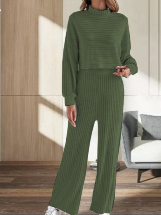 Ensemble Chic Maille Col Rond et Pantalon Taille Haute - vue 4