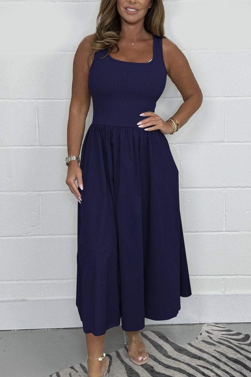 Robe Midi Femme Sans Manches Ligne A Confortable