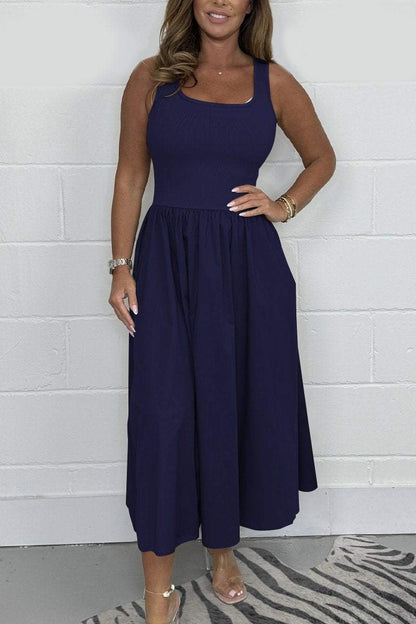 Robe Midi Femme Sans Manches Ligne A Confortable