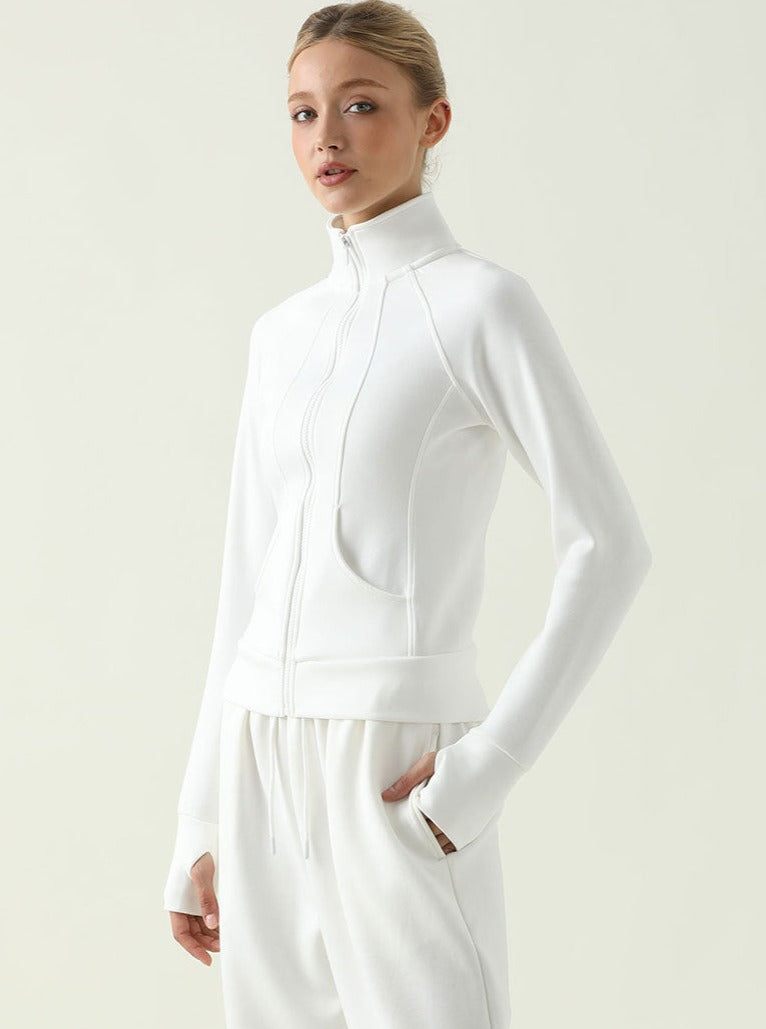 Blouson Sport Femme à Capuchon avec Fermeture Éclair