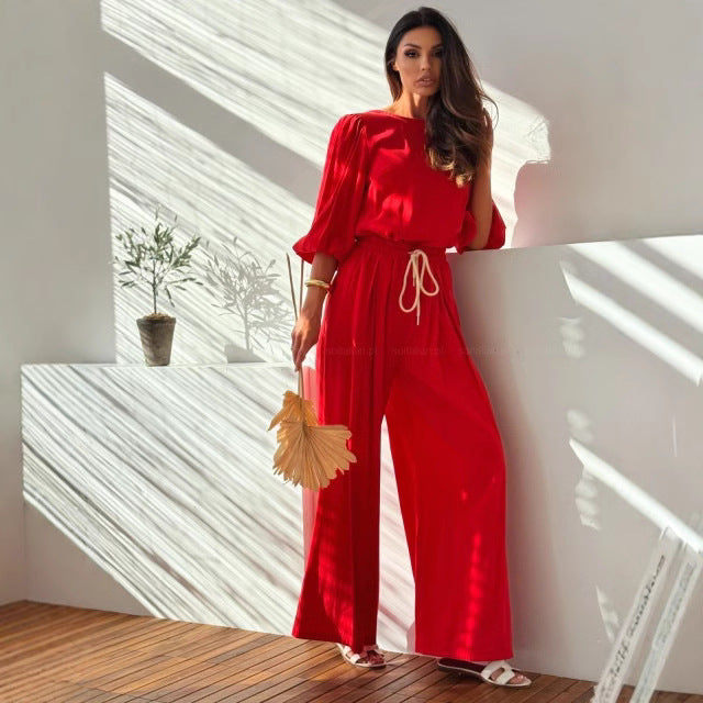 Tenue Détente Femme : Top Dos Nœud et Pantalon Jogging Confortable
