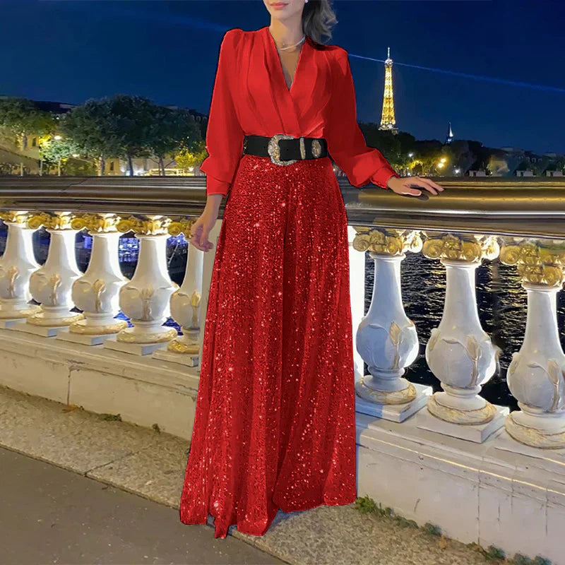 Ensemble Femme Décontracté Col V et Pantalon Confortable