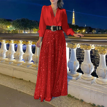 Ensemble Femme Décontracté Col V et Pantalon Confortable