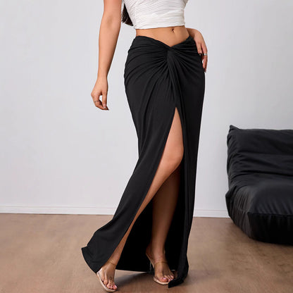 Jupe Longue Élégante pour Femme, Taille Cintrée avec Fente Arrière - PanierRoyale