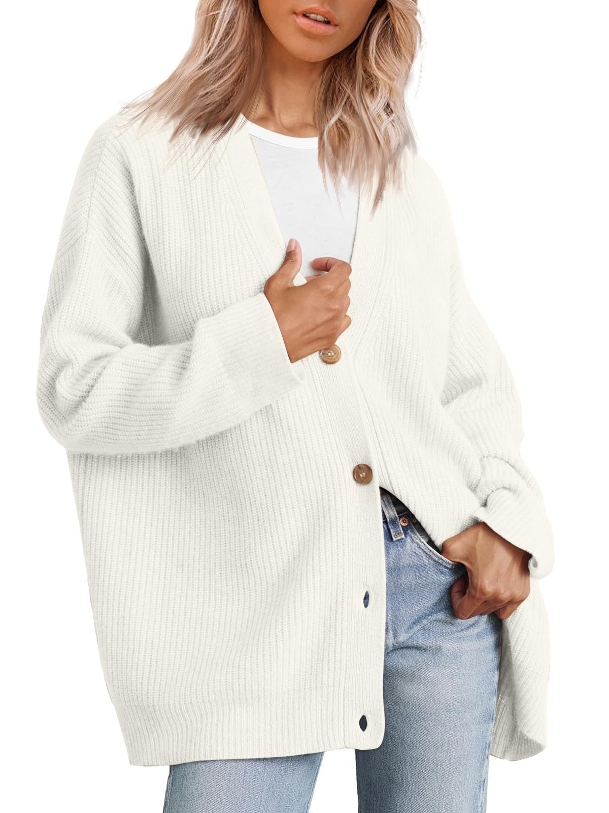 Cardigan Oversize Décontracté À Boutons Pour Femme | Hiver