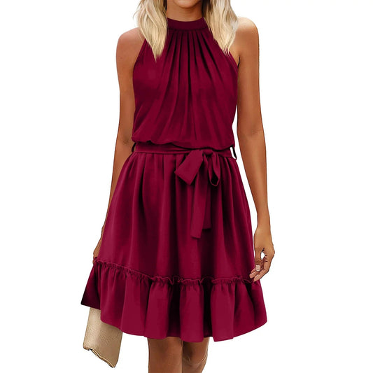 Robe Été Rouge Courte pour Femme - PanierRoyale