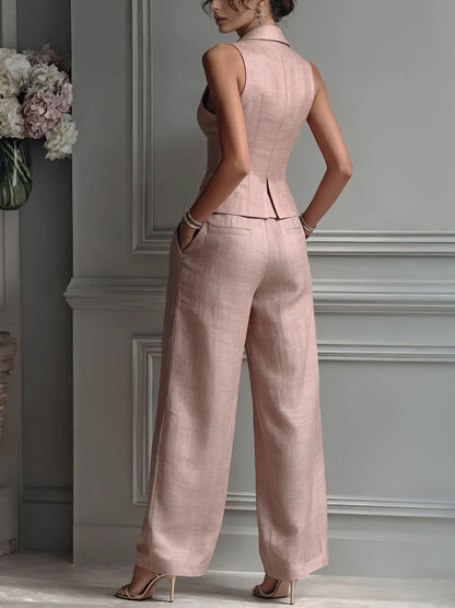 Ensemble Femme Deux Pièces Col V Sans Manches