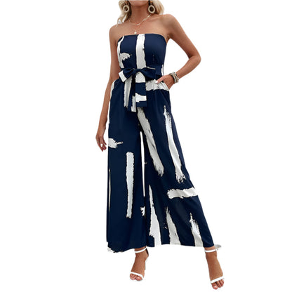Combinaison décontractée femme large pantalon sans bretelles - PanierRoyale