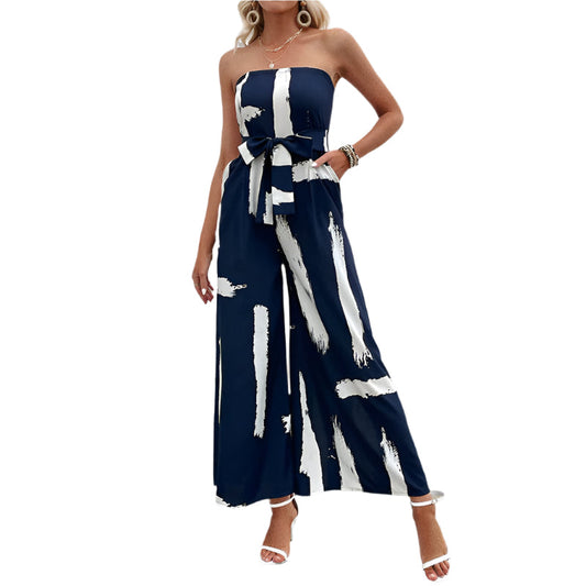 Combinaison décontractée femme large pantalon sans bretelles - PanierRoyale
