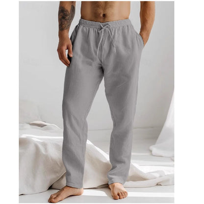 Pantalon de Nuit Homme Blanc en Coton Élastiqué